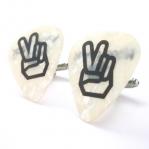 Peace Hippie Woodstock Guitar Pick Cufflink 1.JPG